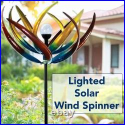 Tulip Wind Spinner Solar Powered Glass Ball Outdoor Garden Decoration 74 Tall