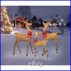 Twinkling Pre-Lit Lighted LED Mesh Deer 3p Set Outdoor Christmas Yard Decoration