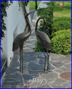 Two Metal Cranes Lawn Sculpture Garden Art Decoration Yard Patio 43 Tall