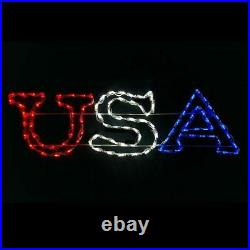 USA Sign LED Lighted American Pride Yard Art Patriotic Outdoor Display Decor