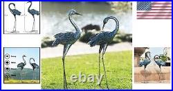 Unique Metal Crane Decor Set Gift-Ready Blue Heron Yard Art for Every Occasion