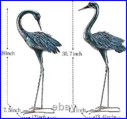 Unique Metal Crane Decor Set Gift-Ready Blue Heron Yard Art for Every Occasion