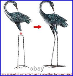 Unique Metal Crane Decor Set Gift-Ready Blue Heron Yard Art for Every Occasion