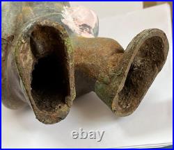 Vintage Cast Iron GARDEN GNOME 12 Statue Dwarf Carrying Bag Outdoor Decor