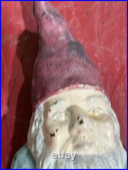 Vintage Cast Iron Garden Gnome 12 Statue Heavy Metal Dwarf Outdoor Decor OG