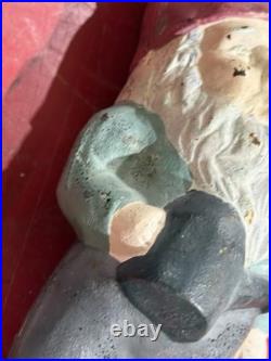 Vintage Cast Iron Garden Gnome 12 Statue Heavy Metal Dwarf Outdoor Decor OG