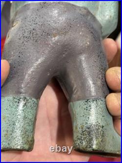 Vintage Cast Iron Garden Gnome 12 Statue Heavy Metal Dwarf Outdoor Decor OG