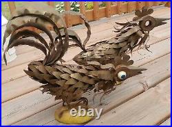 Vintage Copper & Brass Welded Rooster Cock Brutalist Sculpture Metal Yard Art