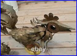 Vintage Copper & Brass Welded Rooster Cock Brutalist Sculpture Metal Yard Art