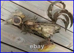 Vintage Copper & Brass Welded Rooster Cock Brutalist Sculpture Metal Yard Art