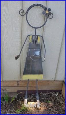 Vintage Flower Pot Holder Decor Metal Art Sculpture Garden Statue Yard Ornament