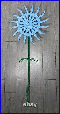 Vintage Industrial Iron Farm Tiller Rotary Spike Wheel Flower Yard Sculpture