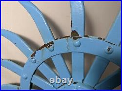 Vintage Industrial Iron Farm Tiller Rotary Spike Wheel Flower Yard Sculpture