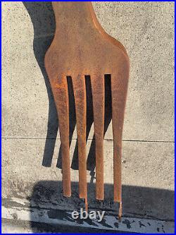 Vintage Large Fork Sculpture Yard Art Metal Rustic Utensil Modern Display