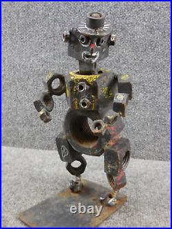 Vintage Metal Folk Art Hand Made Sculpture Nut and Bolt Man Yard Art 11 Tall