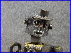 Vintage Metal Folk Art Hand Made Sculpture Nut and Bolt Man Yard Art 11 Tall