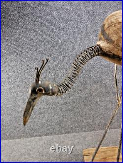 Vintage Metal / Wood Folk Art Sculpture Hand Made Heron Stork Crane 21 Yard Art