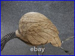 Vintage Metal / Wood Folk Art Sculpture Hand Made Heron Stork Crane 21 Yard Art