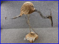 Vintage Metal / Wood Folk Art Sculpture Hand Made Heron Stork Crane 21 Yard Art