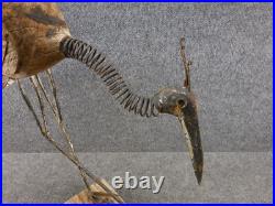 Vintage Metal / Wood Folk Art Sculpture Hand Made Heron Stork Crane 21 Yard Art