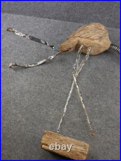 Vintage Metal / Wood Folk Art Sculpture Hand Made Heron Stork Crane 21 Yard Art