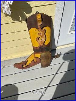 Vintage Metal Yard Folk Art Boot Sculpture