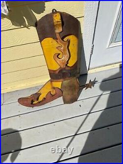 Vintage Metal Yard Folk Art Boot Sculpture