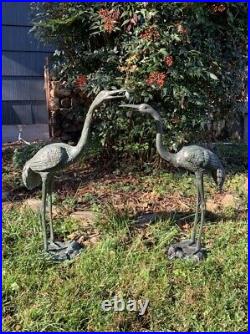 Vintage PAIR Bronze Maitland Smith Herons Cranes Birds Sculptures 28 Tall