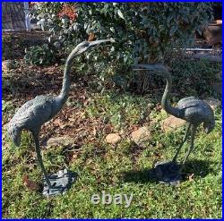 Vintage PAIR Bronze Maitland Smith Herons Cranes Birds Sculptures 28 Tall