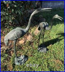 Vintage PAIR Bronze Maitland Smith Herons Cranes Birds Sculptures 28 Tall