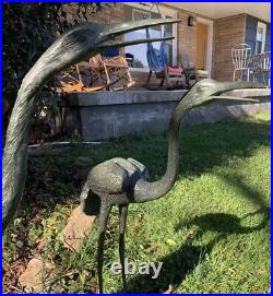 Vintage PAIR Bronze Maitland Smith Herons Cranes Birds Sculptures 28 Tall