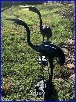 Vintage PAIR Bronze Maitland Smith Herons Cranes Birds Sculptures 28 Tall