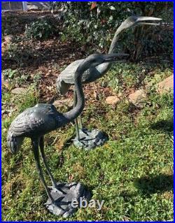 Vintage PAIR Bronze Maitland Smith Herons Cranes Birds Sculptures 28 Tall