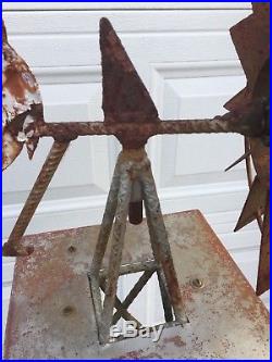 Vintage Windmill Tower Yard Decor Wind Weather Vane Sculpture with Rooster