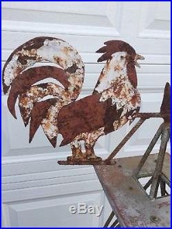 Vintage Windmill Tower Yard Decor Wind Weather Vane Sculpture with Rooster