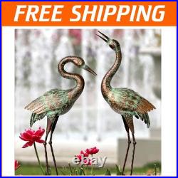 Vivid Metal Heron Statues for Elegant Garden Art Freestanding Bird Sculptures