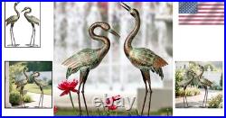 Vivid Metal Heron Statues for Elegant Garden Art Freestanding Bird Sculptures