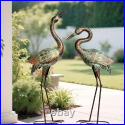 Vivid Metal Heron Statues for Elegant Garden Art Freestanding Bird Sculptures