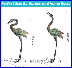 Vivid Metal Heron Statues for Elegant Garden Art Freestanding Bird Sculptures