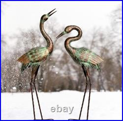 Vivid Metal Heron Statues for Elegant Garden Art Freestanding Bird Sculptures
