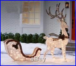 WINTER HOLIDAY 5'FT LIGHTED DEER & SLEIGH (2-Piece Set) CHRISTMAS YARD DECOR
