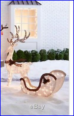 WINTER HOLIDAY 5'FT LIGHTED DEER & SLEIGH (2-Piece Set) CHRISTMAS YARD DECOR