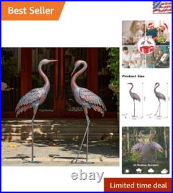 Weather-Resistant Metal Crane Sculptures for Outdoor Decor 47-48 In. Tall