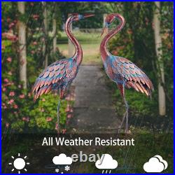 Weather-Resistant Metal Crane Sculptures for Outdoor Decor 47-48 In. Tall