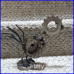 Welded Metal Art Bird Sculpture Chicken, crane, heron yard ornament