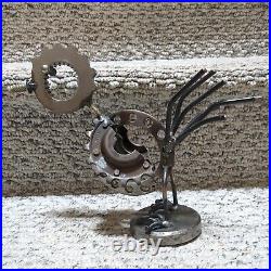 Welded Metal Art Bird Sculpture Chicken, crane, heron yard ornament