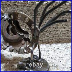 Welded Metal Art Bird Sculpture Chicken, crane, heron yard ornament