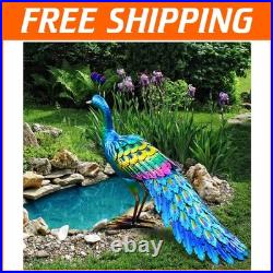 Whimsical Metal Peacock Yard Decoration