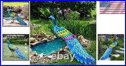 Whimsical Metal Peacock Yard Decoration