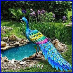 Whimsical Metal Peacock Yard Decoration